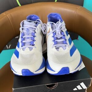 adidas White and Blue Mesh Running Shoes